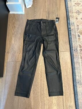 Kut from the Kloth Reese Ankle Straight Leg Coated Black Denim, size 4 petite